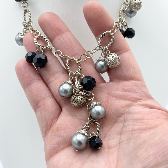 NEW Premier Designs Arabella Silver Plated Beaded Lariat Looking Ornate Necklace - Picture 10 of 15